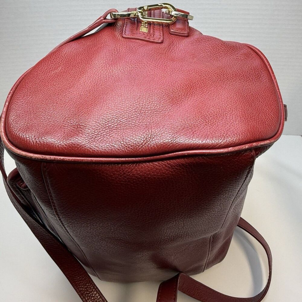 Tory Burch Deep Red Pebbled Leather Large Satchel Crossbody Bag - Picture 4 of 8